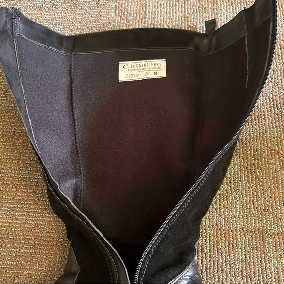 La Canadienne Black Suede Passion Equestrian Knee High Waterproof Boots, size 8M - Picture 7 of 12
